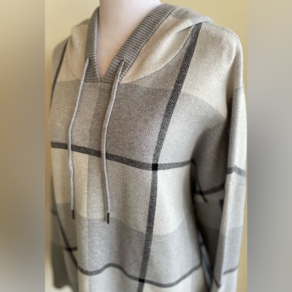 RACHEL RACHEL ROY HOODED GRAY PLAID KNIT SWEATER SZ 2X - Picture 5 of 12